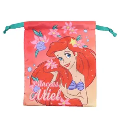 【メール便】リトルマーメイド 巾着袋 リボン巾着 アリエル スマイル ディズニープリンセス スモールプラネット きんちゃくポーチ 小物入れ キャラクター グッズ 