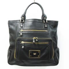ANYA HINDMARCH アニヤハインドマーチ レザー トートバッグ ブラック レディース LF003-0515①