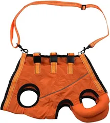Funriche 犬 ハーネス リード セット 介護 用品 ペット 服 脚 障害 散歩 簡単 脱着 歩行 補助 胴輪 肩掛け 反射 猫 リハビリ( オレンジ,  M)