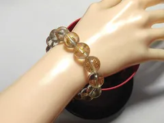 天然石 ヒマラヤ水晶六字真言13.8～14.3mm玉ブレスレット 内周16.0cm 　　250720144