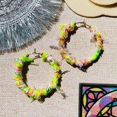 毛糸MIX フープピアス ハンドメイド
