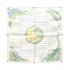 HERMES プチカレ クロコダイルのクラヴィス シルク 白系 シルク 絵本箱 スカーフ ポケットチーフ ハンカチ 美品 エルメス ◆送料込◆質屋-11018