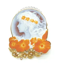 t*k様 K18刻印 カメオ ペンダントトップ ダイヤ 0.02ct 重量約22