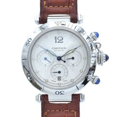 CARTIER カルティエ パシャ 38ミリ W31030H3 クロノグラフ SS AT/自動巻 白文字盤 メンズ腕時計 ヴィンテージ 替えベルト 保存箱/保証書【中古】【美品】