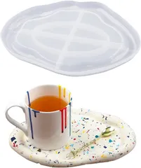 Voyyphixa 楕円形 円形 シリコンモールド 1個セット2種類 皿 プレート トレイ コースター 小物置き 皿手作り 不規則 雲形 工芸品 家庭用 DIY 手作り エポキシ樹脂 樹脂 粘土 uvレンジ型 再利用可能 アクセサリー ハン