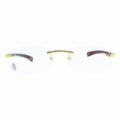 Cartier カルティエ レクタングル リムレス ウッドテンプル メガネ 眼鏡 6699852 ゴールド金具 ブラウン サイズ140  【中古】 /TNT