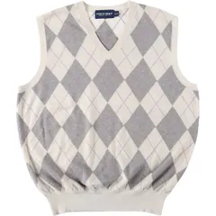 古着 ラルフローレン Ralph Lauren POLO GOLF ポロゴルフ アーガイル柄 Vネック コットンニットベスト メンズM相当/eaa561683