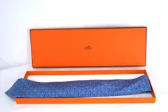 HERMES エルメス ECHEC AUX JOCKEYS チェス ナイト ルーク シルクツイル ネクタイ 8CM ブルー 626043 OA