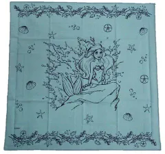 640612 ランチクロス ディズニープリンセス （ アリエル ターコイズブルー系 ) （ 大判 サイズ 約52×52cm ・綿100％ )  （ ディズニー プリンセス リトルマーメイド ランチョンマット 給食ナフキン ハンドメイド ）