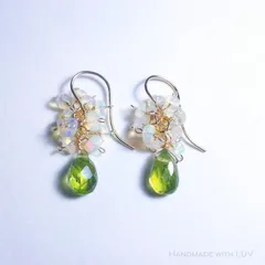 天然石ピアス  エチオピアンプレシャスオパール × ペリドット  14KGF