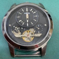 FOSSIL フォッシル 自動巻き腕時計 ブラック レザーベルト 裏 
