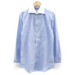 ユナイテッドアローズ A DAY IN THE LIFE UNITED ARROWS ワイシャツ Yシャツ クレリックシャツ 長袖 ストライプ柄 37 ブルー 青 /YM30