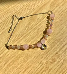 ペット用カラー　首輪　天然石ローズクォーツ使用