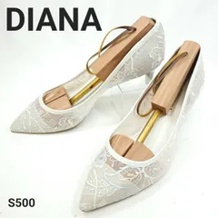 ダイアナ　パンプス　レース　刺繍　ポインテッドトゥ　ピンヒール　バイカラー