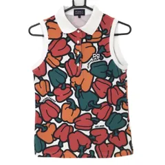 ★特価★パーリーゲイツ ノースリーブポロシャツ オレンジ×レッド パプリカ総柄 レディース 0(S) ゴルフウェア PEARLY GATES