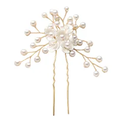 【B：ゴールド×ワンサイズ】[Cream dot. クリームドット公式] ヘアアクセサリー レディース ヘアコーム ヘアピン 小枝 ヘッドアクセサリー まとめ髪 髪飾り 花飾り 結婚式 二次会 パーティー ゲスト お呼ばれ パール ビーズ 大人  