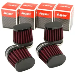 パワーフィルター 50mm オーバル 4個 黒x赤 500SS,750SS,ゼファー400,ゼファーχ,ZRX400,ZRX400,ZRXII,Z400GP,KH50