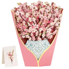 【数量限定】バースデー 祝 お礼 お見舞い ギフト 誕生日 お祝い きれい 大きい ビッグ インパクト大 リアル 3D 立体 ピンク さくら 桜 ブーケ 花束 2309me303 枯れない の 付/紙 ミニカード + 封筒 花 カード グリーディング メッセー