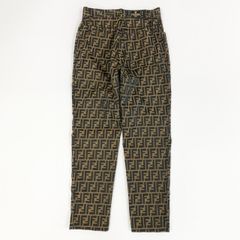 48e12 FENDI フェンディ ズッカ柄 ストレートパンツ ボトムス イタリア製 42 ブラウン系