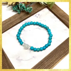 ムーンストーン &ターコイズ ブレスレット パワーストーン   8mm×6mm / メンズ レディース 男性 女性 お守り ハンドメイド ★