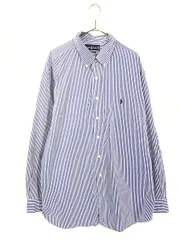 古着 90s Ralph Lauren 「CLASSIC FIT」 青×白 ストライプ BD シャツ 18 古着