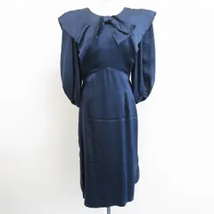 YUKI TORII ユキトリイ 青ワンピース サテン Aライン パフスリーブ YUKI TORII ユキトリイ 青ワンピース サテン Aライン