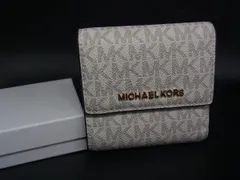 MICHAEL KORS マイケルコース MK柄 PVC 三つ折り 長財布 ウォレット 札入れ 小銭入れ カード入れ レディース アイボリー系 DI6552