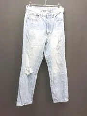 ◇ LEPSIM レプシィム ダメージ加工 無地 ストレート デニムパンツ サイズM インディゴ レディース E  【1308160033883】