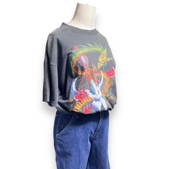 【ヴィンテージ】 ドラゴンプリント　フェードブラック　シングルステッチ　Tシャツ