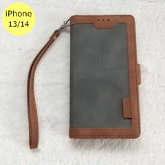 iPhoneケース レトロ 手帳型 iPhone 13 14 グレー スマホ アイフォン ケース