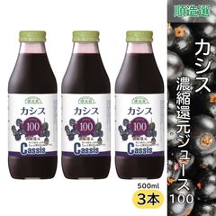 カシス 100 濃縮還元ジュース 500ml 順造選 ３本セット