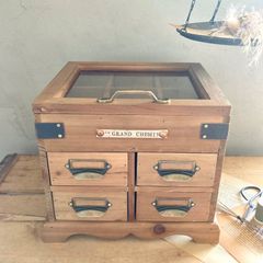 アンティーク風の木製コレクションBOX   収納BOX   裁縫箱　アクセサリーケース　アンティーク雑貨　古道具
