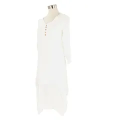 ☆ ホワイト ☆ Lサイズ ☆ ブラウス リネンヘンリーネック ggblouse02 ワンピース リネン 長袖 レディース ワンピ Aラインスカート ロングスカート スカート コットン Vネック Aライン ロング 和風 エレガント シンプル カジュアル 夏