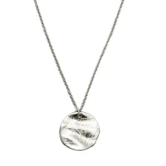 【シルバー × ワンサイズ】[Cream dot. クリームドット公式] ネックレス レディースステンレス製 金属アレルギー つけっぱなし サージカルステンレス ショート チェーン コイン 変形 ゆがみ クラフト調 大人