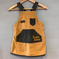 Branshes ブランシェス エプロン ワンピース 茶 灰 ブラウン × チャコールグレー キッズ ジュニア 100cm