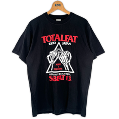 TOTALFAT × SABBAT13 半袖Tシャツ バンド L ブラック 黒T メンズ 古着 バンT トータルファット サバトサーティーン カットソー 大きいサイズ 大きめ