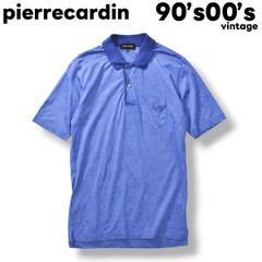 【美品】 90s00s ピエールカルダン pierrecardin 透かし総柄 半袖 ポロシャツ M ブルーバイオレット メンズ