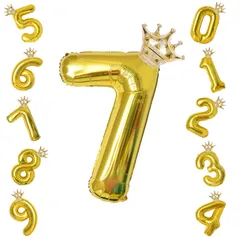 数字7_ゴールド1 Ryohan 誕生日 数字バルーン 32インチ 数字 王冠 セット 0-9 大きい 風船 バースデー パーティー デコレーション セット 飾り風船 パーティー お祝い 結婚式 記念日 お祝い 誕生日 飾り付け 子供 大人兼用 ゴールド7