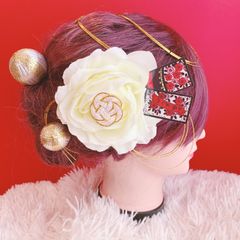 成人式髪飾り☆お祭り髪飾り☆結婚式髪飾り☆お花☆鶴☆花札髪飾り☆だんじり祭り☆体育祭☆お揃い☆ヘアアクセサリー☆