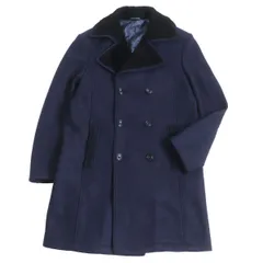 美品□ETRO/エトロ New Jersey 裏ペイズリー柄 襟ムートン ラムレザー使い ダブルブレスト チェスターコート ネイビー 48 伊製 正規品のサムネイル