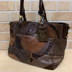 6 COACH コーチ レザー パッチワーク トートバッグ 14169