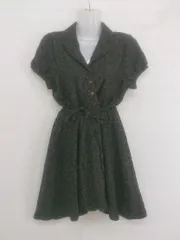 ◇ ◎ HERE'S AVENUE 花柄 刺繍 半袖 ミニ ワンピース サイズL カーキ系 レディース P  【1302230001321】のサムネイル