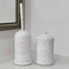 トイレブラシセット おしゃれ 陶器 サニタリーポット ロマンホワイト