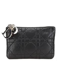 ディオール レディディオール カナージュ コインケース 小銭入れ ブラック レザー レディース Dior【1-0207058】