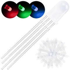 新品 DAOKAI 100パック 5mm LED 発光ダイオード 共通アノード DC 3V 20mA RGB 3色 (赤/緑/青) 4ピン つや消し 拡散 円形 LED 電球 ランプ 電子部品 Arduino用
