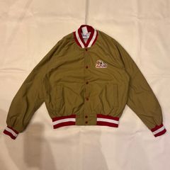 90s　chalk line　スタジャン　ナイロン　ジャケット　短丈　ワッペン　アメフト　nfl　【J-48】
