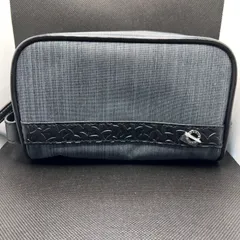 ブルガリ BVLGARI クラッチバック セカンドバック ポーチ シルバー金具 レザー ネイビー