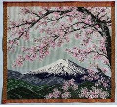 ジャガード織マット　No.3　富士山に桜　３０ｃｍｘ２７ｃｍ