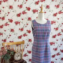 Brooks Brothers ブルックスブラザーズ　USA製 チェックコットンワンピース ノースリーブ レトロ タイトライン