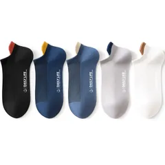 メンズ くるぶし 靴下 ソックス 5足セット スポーツソックス ショート丈 メッシュ仕様 通気性 薄手 [Qureosert] 脱げない 夏用 24-27cm 通勤 カジュアル ビジネス